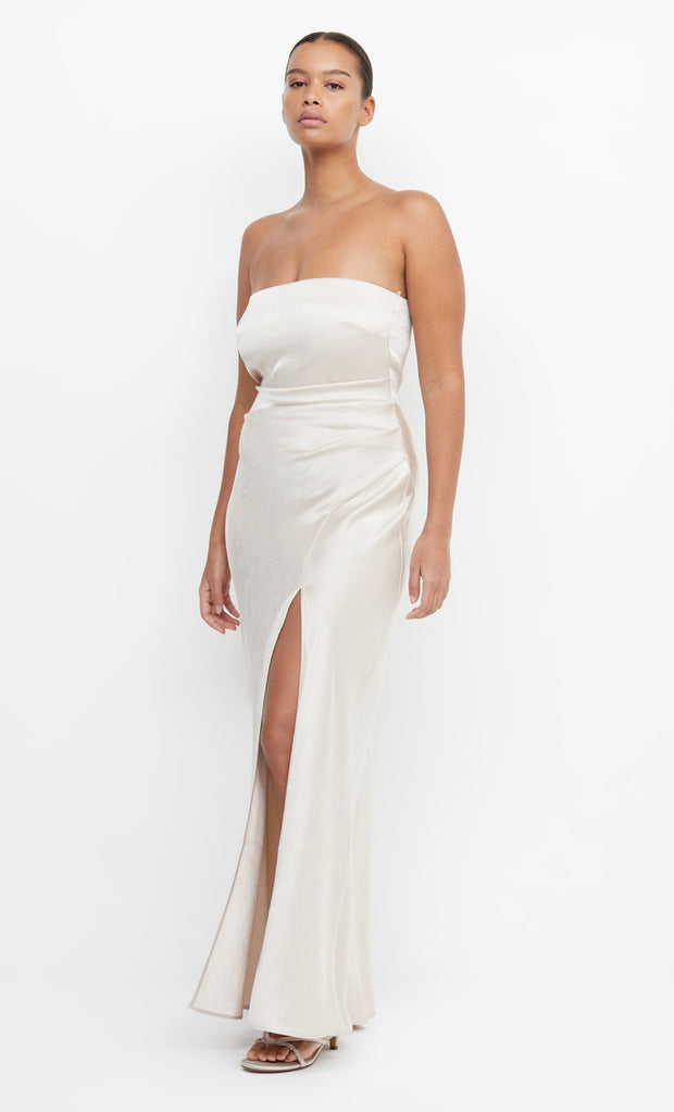 Dreamer Strapless Maxi Bridesmaid Dress in Sand by Bec + Bridge